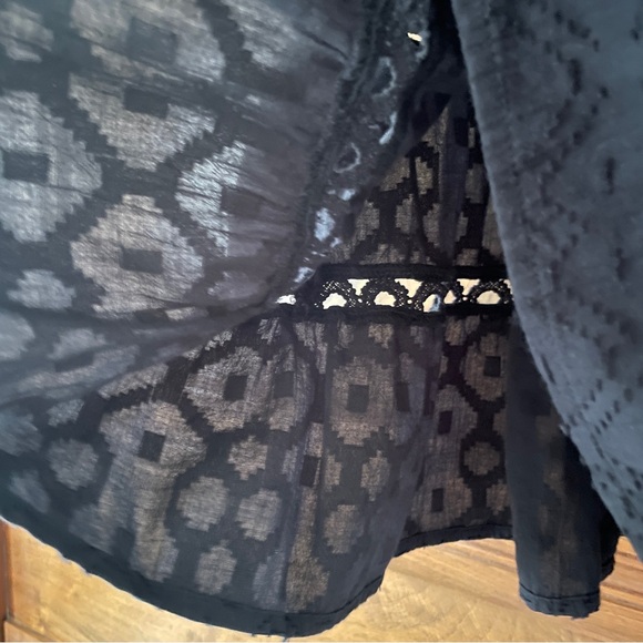 Anthropologie Ismene Jacquard cutout crochet lace Black Tiered Tunic Mini Dress - Picture 7 of 11